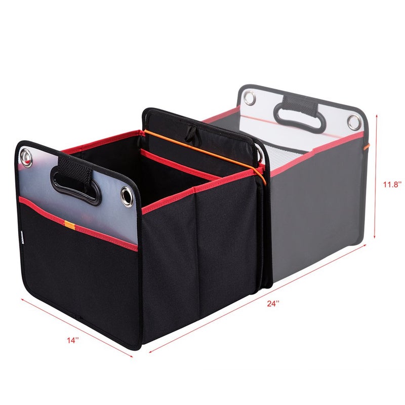COVAX Car Trunk Organizer, Collapsible Auto Trunk Organizer Storage, Portable Grocery Cargo Container with Two Large Compartments for SUV, Vehicle, Truck, Home and Office - Image 3